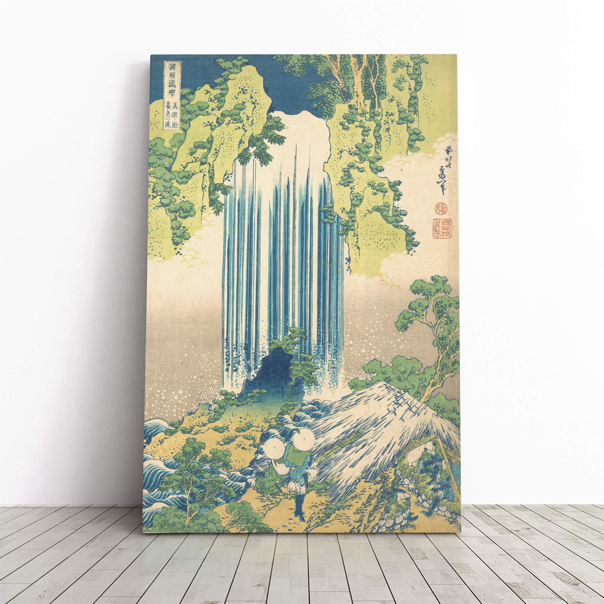 Katsushika Hokusai Yoro Waterfall Japanese Oriental Canvas Print | Gallery Wrapped 30mm Frame Wall Art | 24x16 inches | Ready to Hang | Asian Landscape Picture | Living Room Bedroom Lounge Office