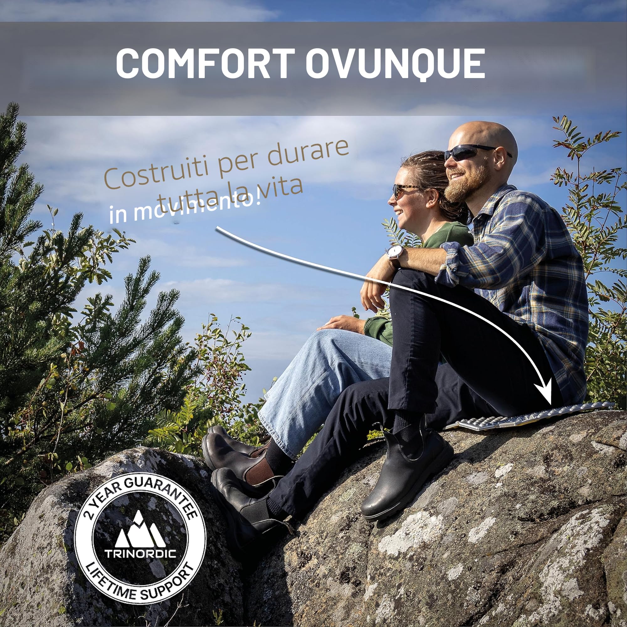 Trinordic Tappetino da Campeggio, Cuscino da Trekking Ultralight – Sempre al Caldo e Asciutto con la Durevole Schiuma IXPE, Impermeabile e Isolante – Attrezzatura da Campeggio, Essenziale in Montagna
