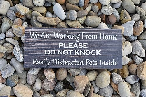 Miniatura 3 de We Are Working From Home, Do Not Knock, Easily Distracted Pets 5x12" Wooden Wall Sign