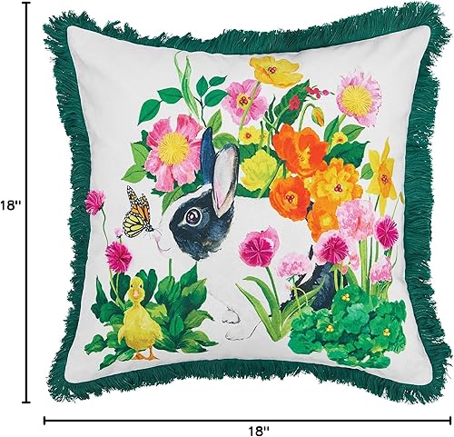 Miniatura 5 de C&F Home Cojín de 18 x 18 pulgadas con estampado floral de conejito y decoración de primavera y Pascua, decoración para el hogar, sala de estar,