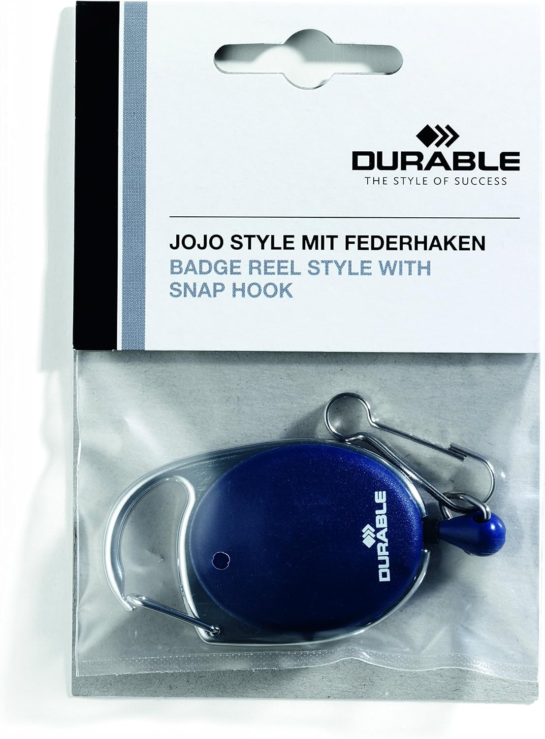 Durable 832707 Jojo Style Retractable Reel Clip with Spring Clip - Dark Blue, Pack of 1, 850mm - Image 3