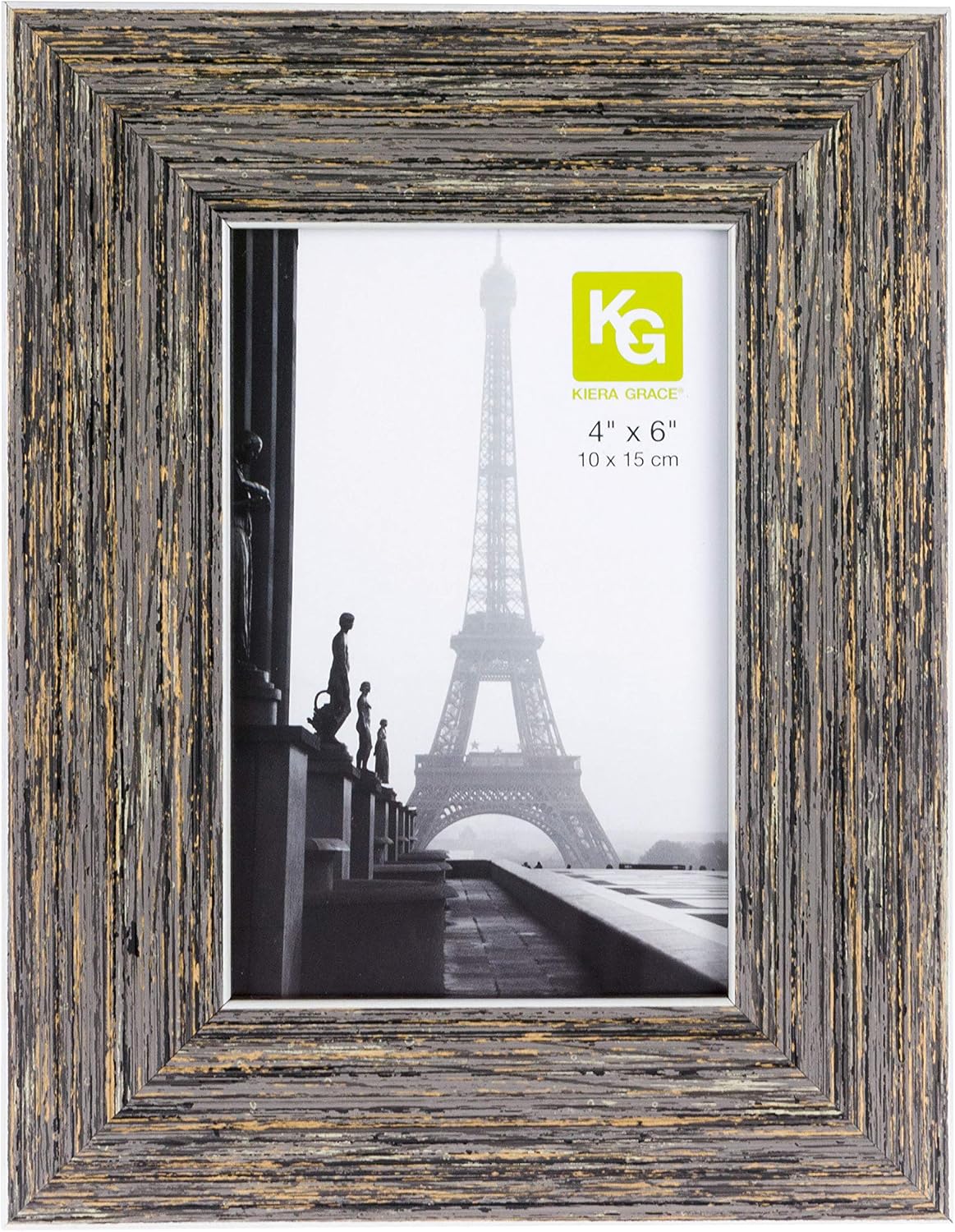 Kiera Grace Emery Resin Unique Farmhouse Picture Frame, 4" x 6", Weathered Grey