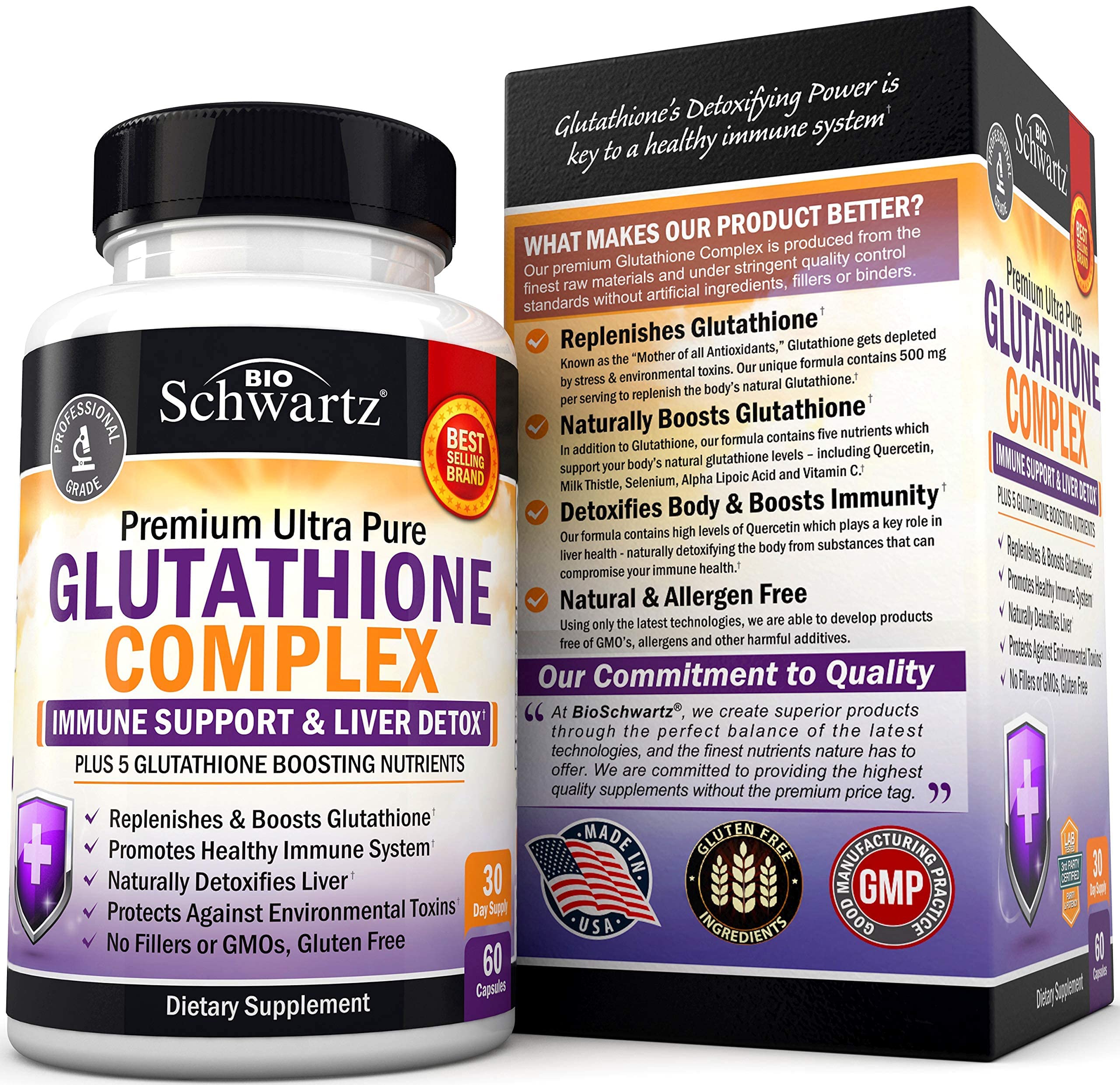 Glutathione Supplement Liver Detox with Quercetin Alpha Lipoic Acid Milk Thistle Liver