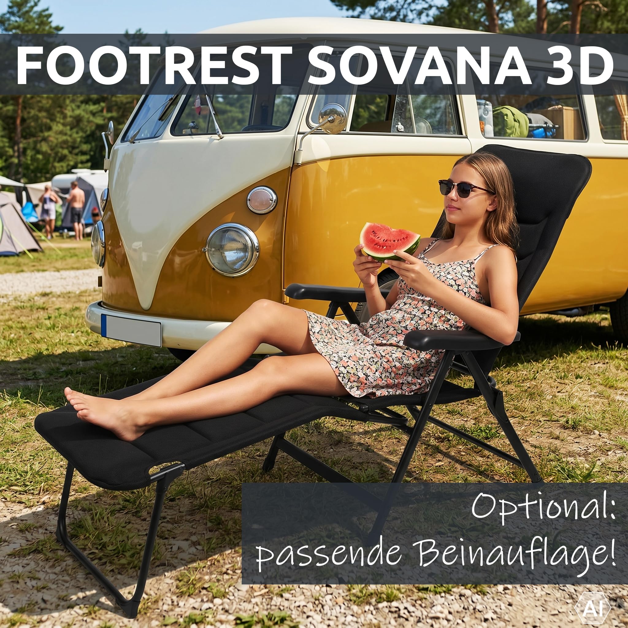 your GEAR Sovana 3D – Gartenstuhl klappbar XXL Hochlehner – Campingstuhl extra breit – 180 kg belastbar – 3D Mesh Bezug Quick Dry Polsterung – 6-Fach verstellbar – ergonomisch & wetterbeständig