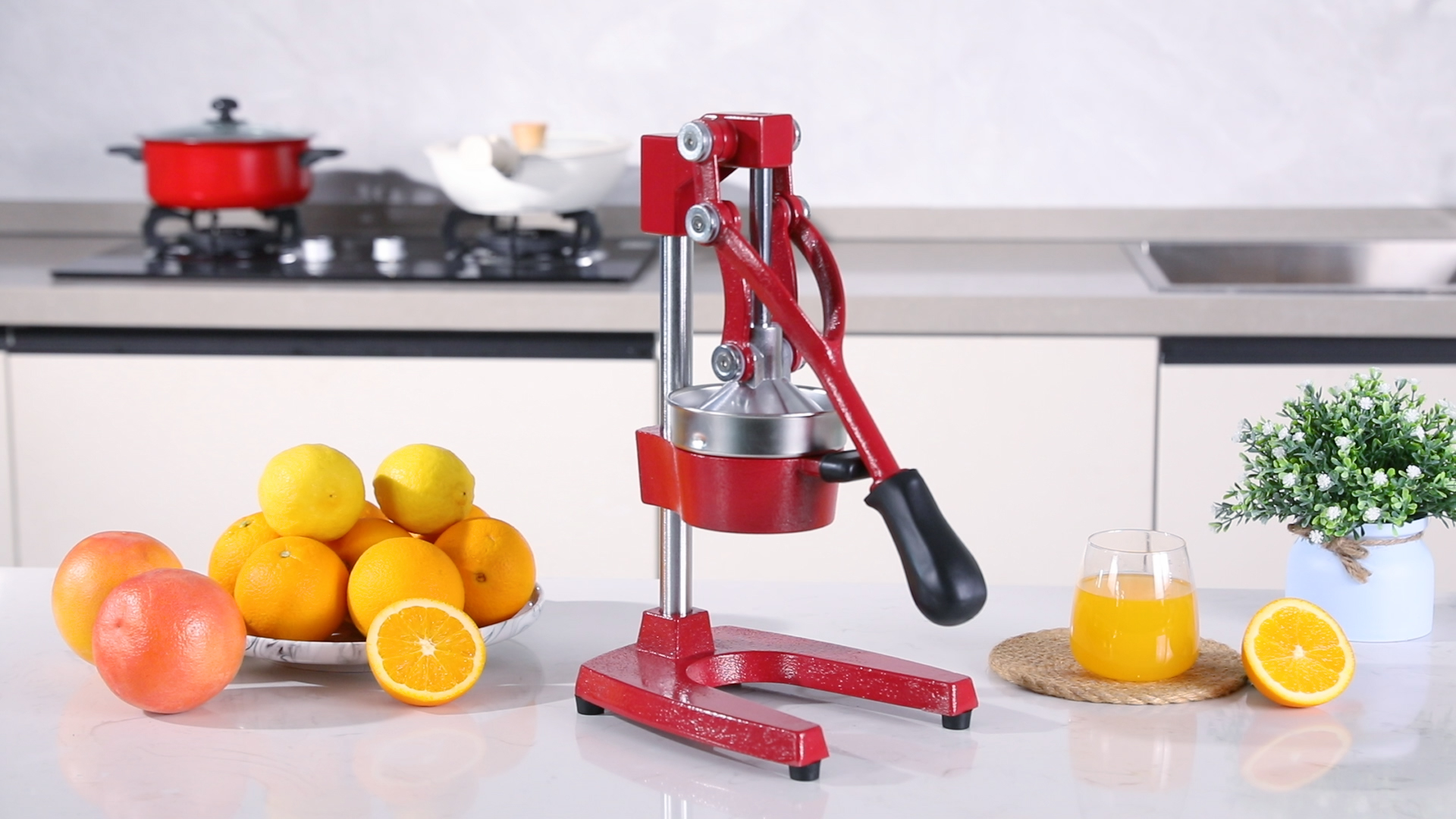 TONGCHANT Extra Large Orange Juice Squeezer, 19-inch Tall Countertop Citrus Juicer, Sturdy Heavy Duty Manual Juicer & Lemon Press Squeezer, Easy-to-Clean Stainless Steel Juicer Hand Press, Orange