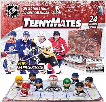 Party Animal Teenymates 2025-26 Advent Calendar, 24 Figures, 1 Inch Tall, Team Colors NHL Advent Calendar