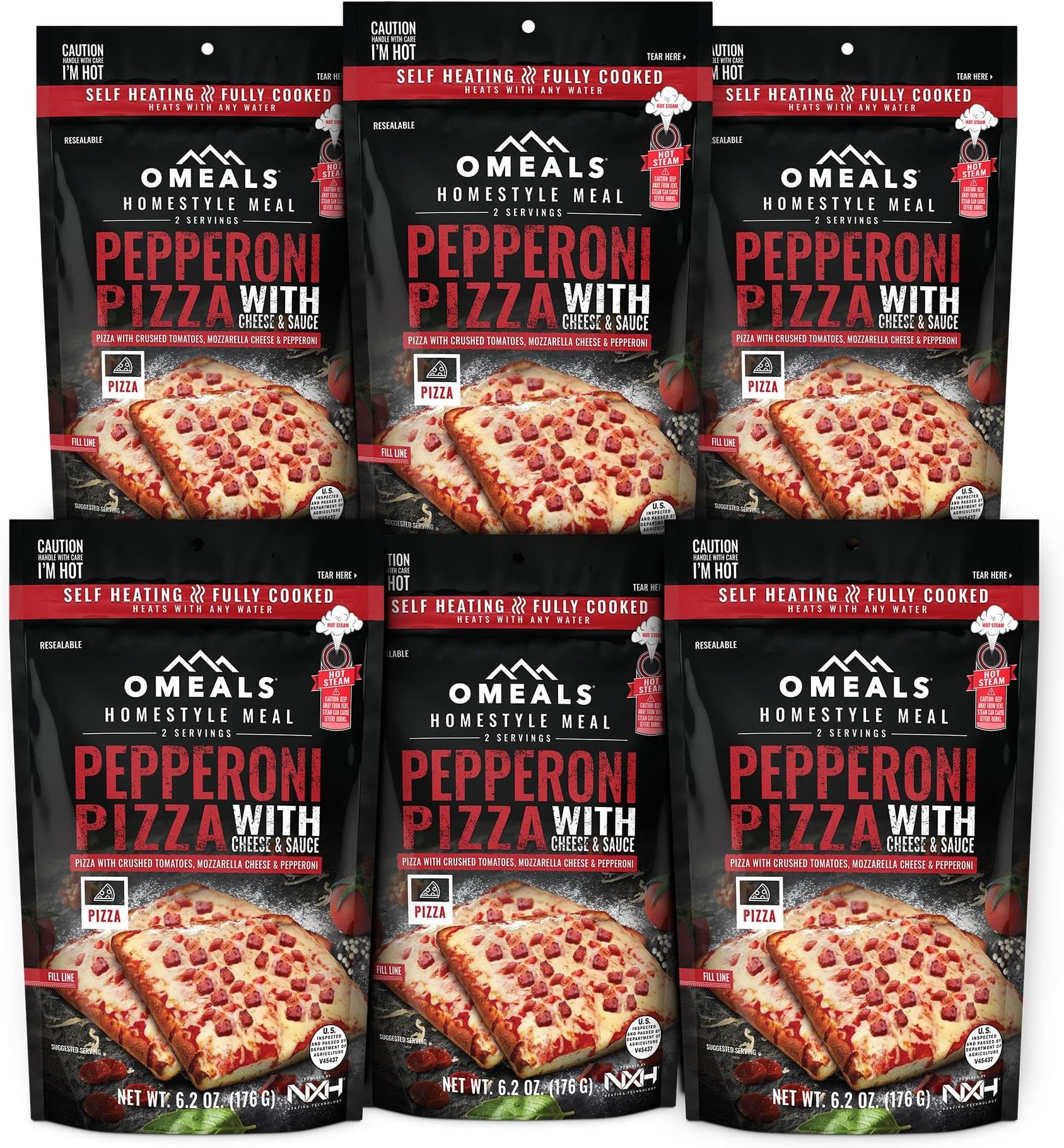 OMEALS Pepperoni Cheese Pizza w/Sauce Good to Go Meals (7.5 inches, 6)