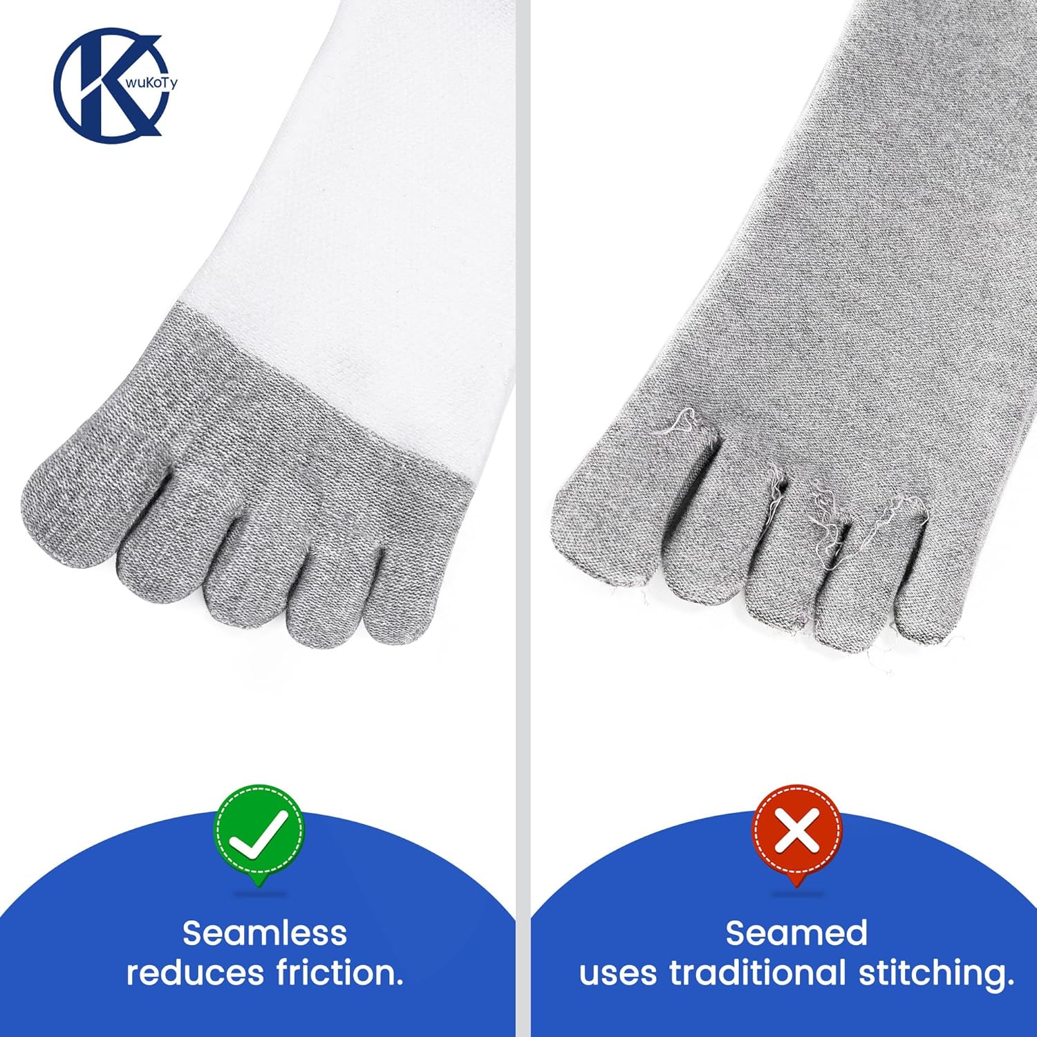 Diabetic Toe Socks Cushioned Sole, Combed Cotton, Daily Wear & Sports, 4-Pack Quarter Men's 6-12 Women's 7-13
