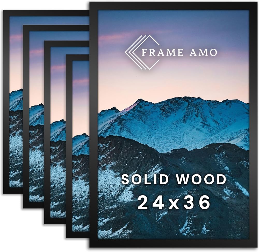 Frame Amo 5개 팩, 61x91.4cm(24x36인치) 블랙 포스터 프레임, 고급, 갤러리 등급 — 사진 1