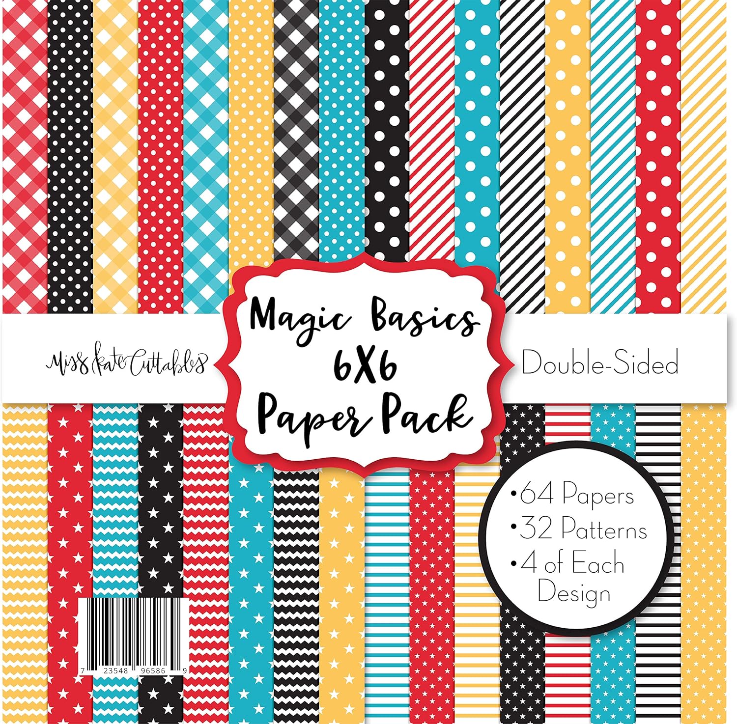 6X6 Pattern Paper Pack - Magic Basics - for Disney - Card Making Scrapbook Specialty Paper Double-Sided 6"x6" Collection Includes 64 Sheets - by Miss Kate Cuttables