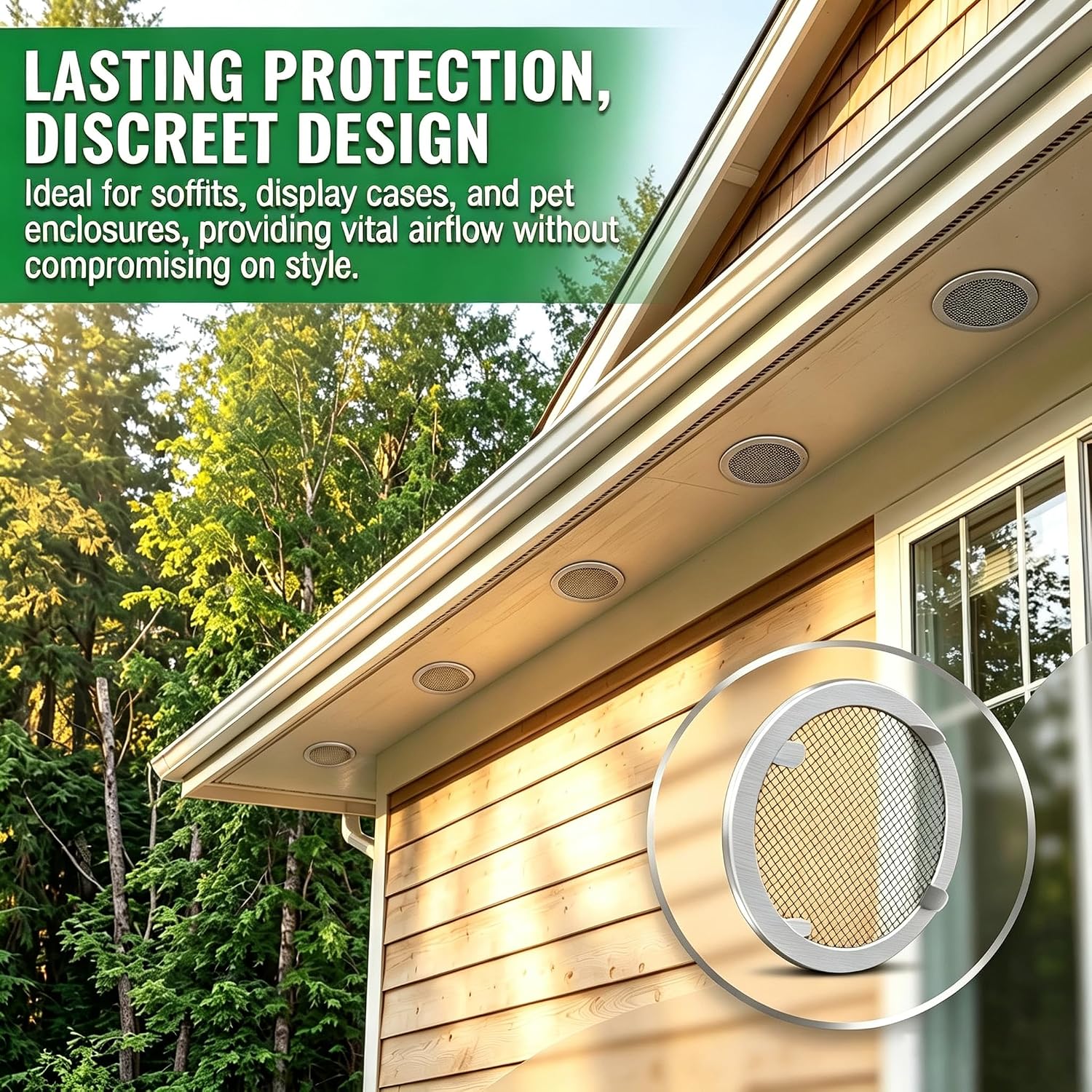 1" Round Open Screen Vent, Tab Style, Mill Finish, 6 Pack