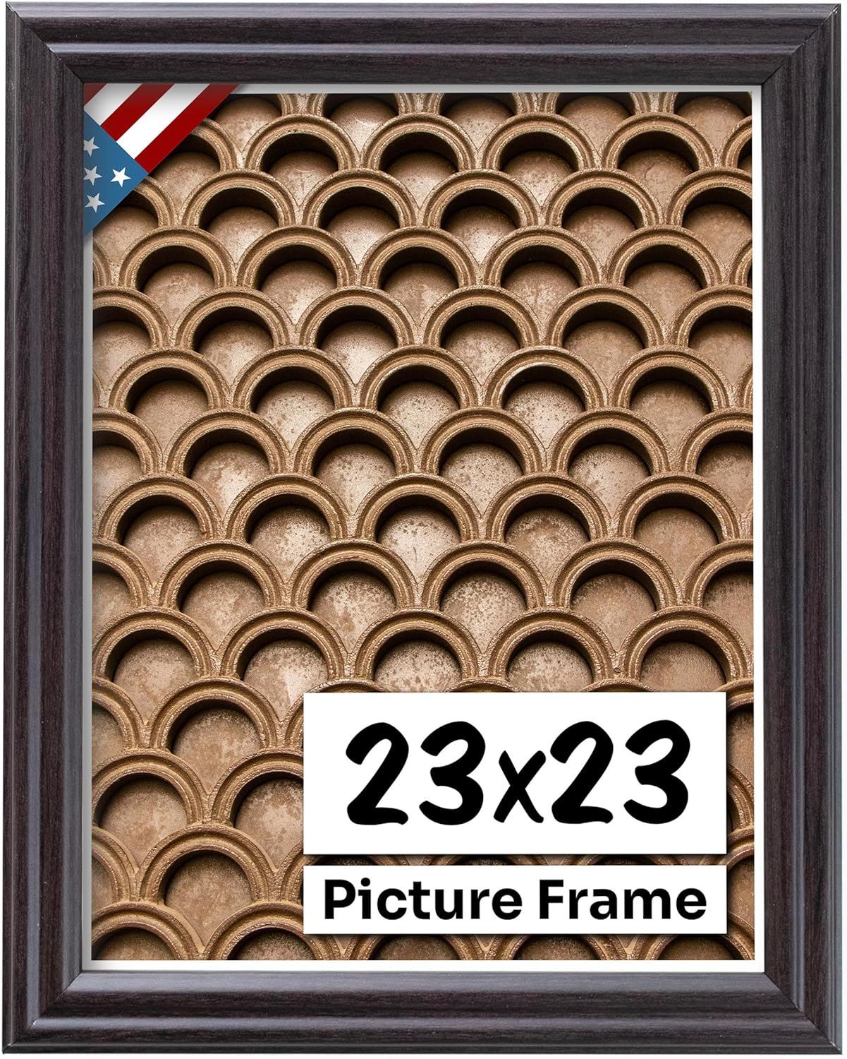 Coffee Brown 23x23 Picture Frame .75" Inch Wide - Dark Brown Wall Decor Handmade Solid Wood Frames with Preinstalled Hangers and UV Blocking Plexiglass 23x23 Frame