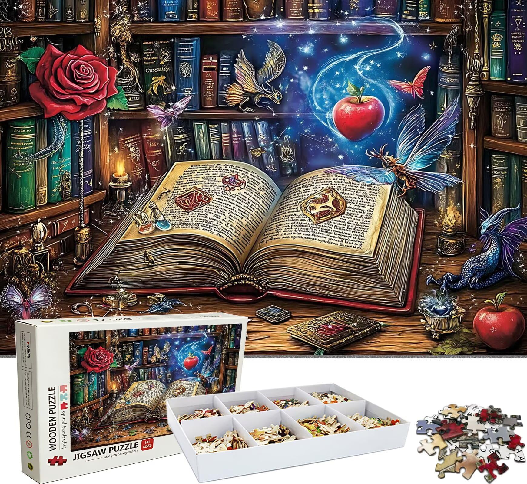Puzzle 6000 elementów, niemożliwe puzzle dorośli 179,5 x 105,5 cm, druk w wysokiej rozdzielczości, gry edukacyjne, antystresowe drewniane puzzle dla całej rodziny, dekoracje ścienne, różowa książka w0