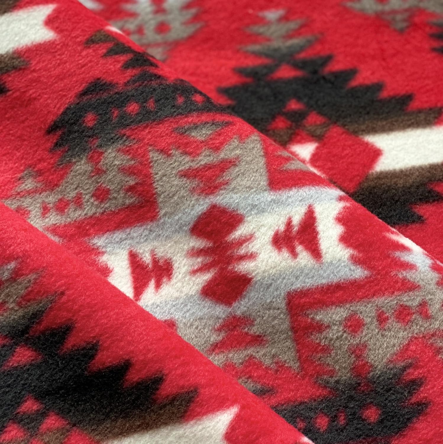 YourFleece No-Sew Throw Fleece Fabric DIY Blanket Making Kit, Make Your Own, Anti-Pill, Southwest Red, 72x60 inches