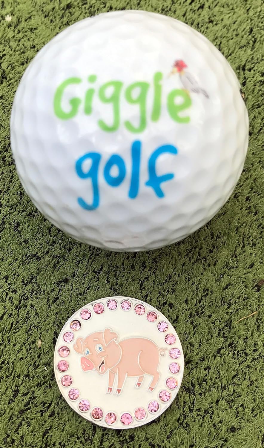 review Giggle Golf Bling Pink Pig Golf Ball Marker with Golf Necklace for Women