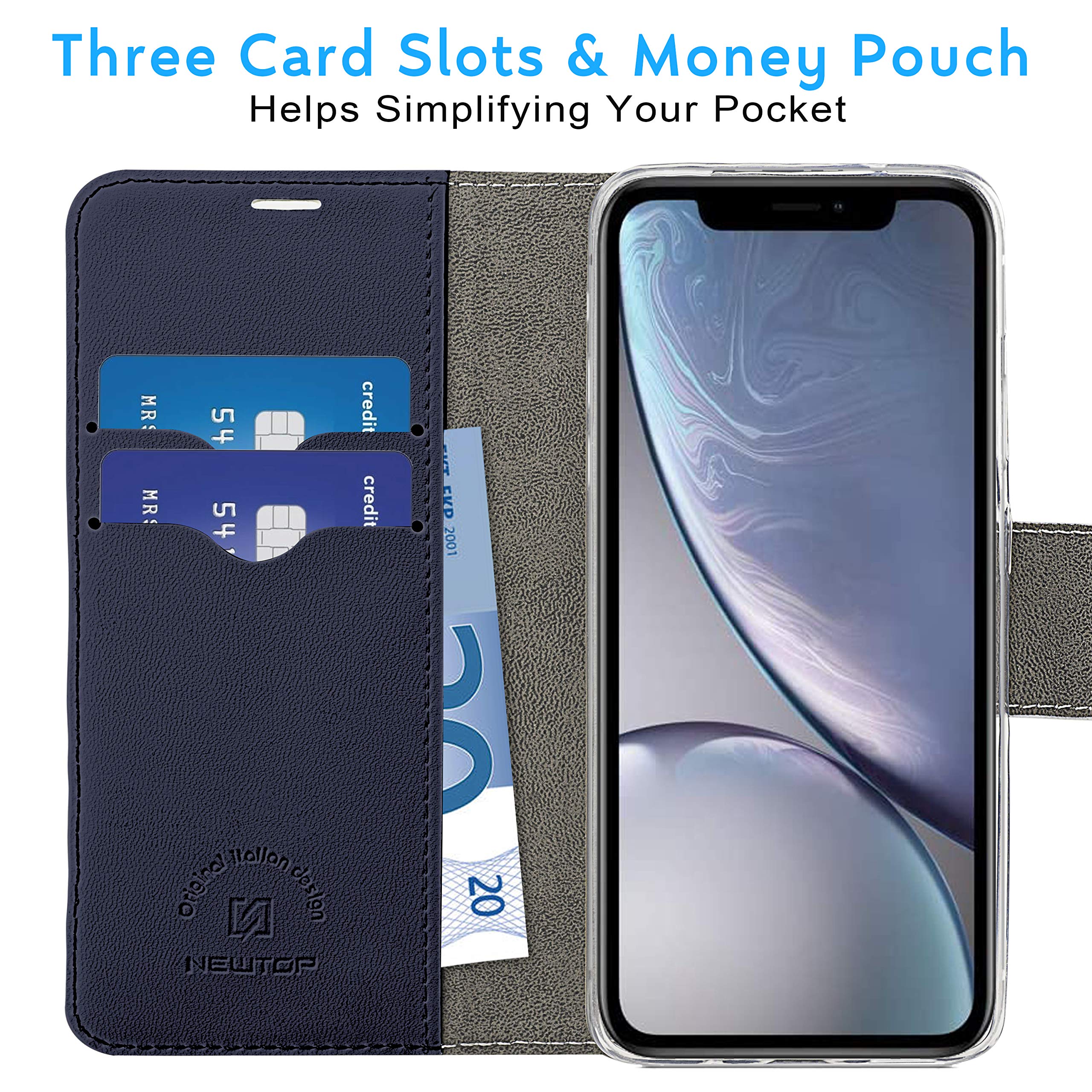N NEWTOP Funda Para IPhone 11 Con Ventana De Notificaciones – Flip Magnética De Cuero, Soporte Horizontal, Protección Total (Rojo)