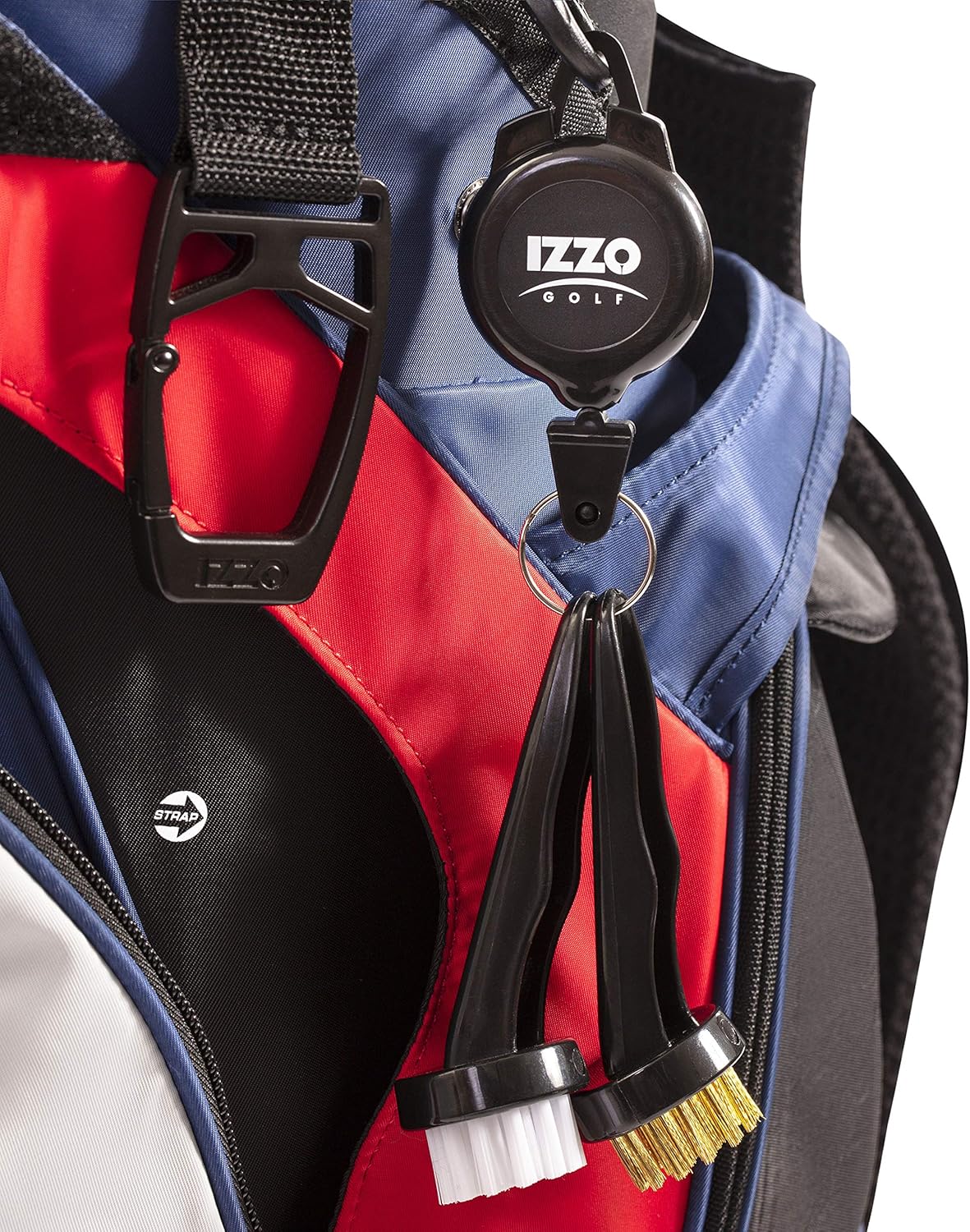 Izzo Golf Dual Golf Club Brushes - Includes a Brush for Golf Clubs & Brush to Clean Golf Club Grooves, with Golf Bag Zinger Black - Image 5