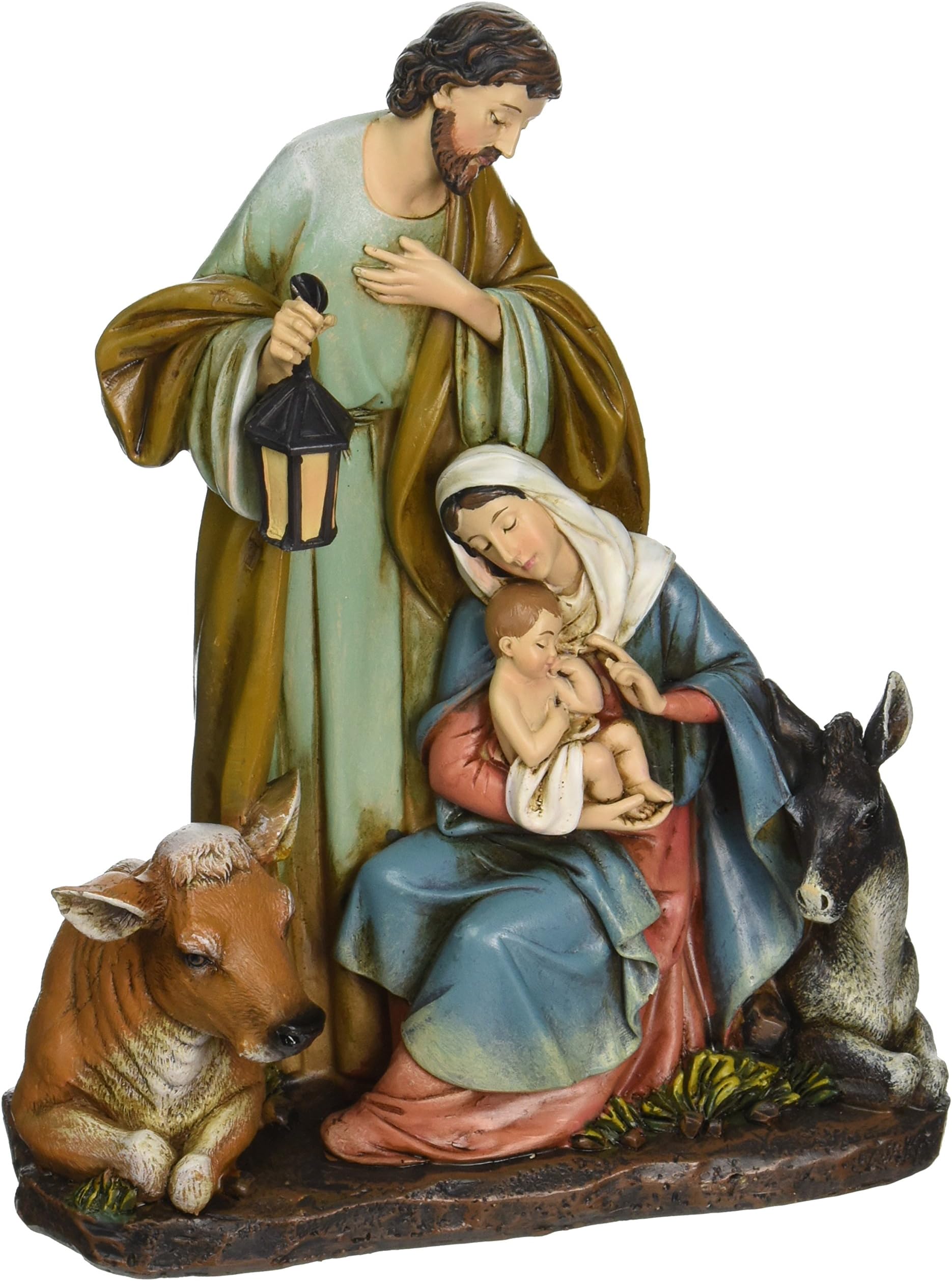 Josephs Studio Slim Profile Holy Family with Barn Animals Figurine, 7.5-Inch