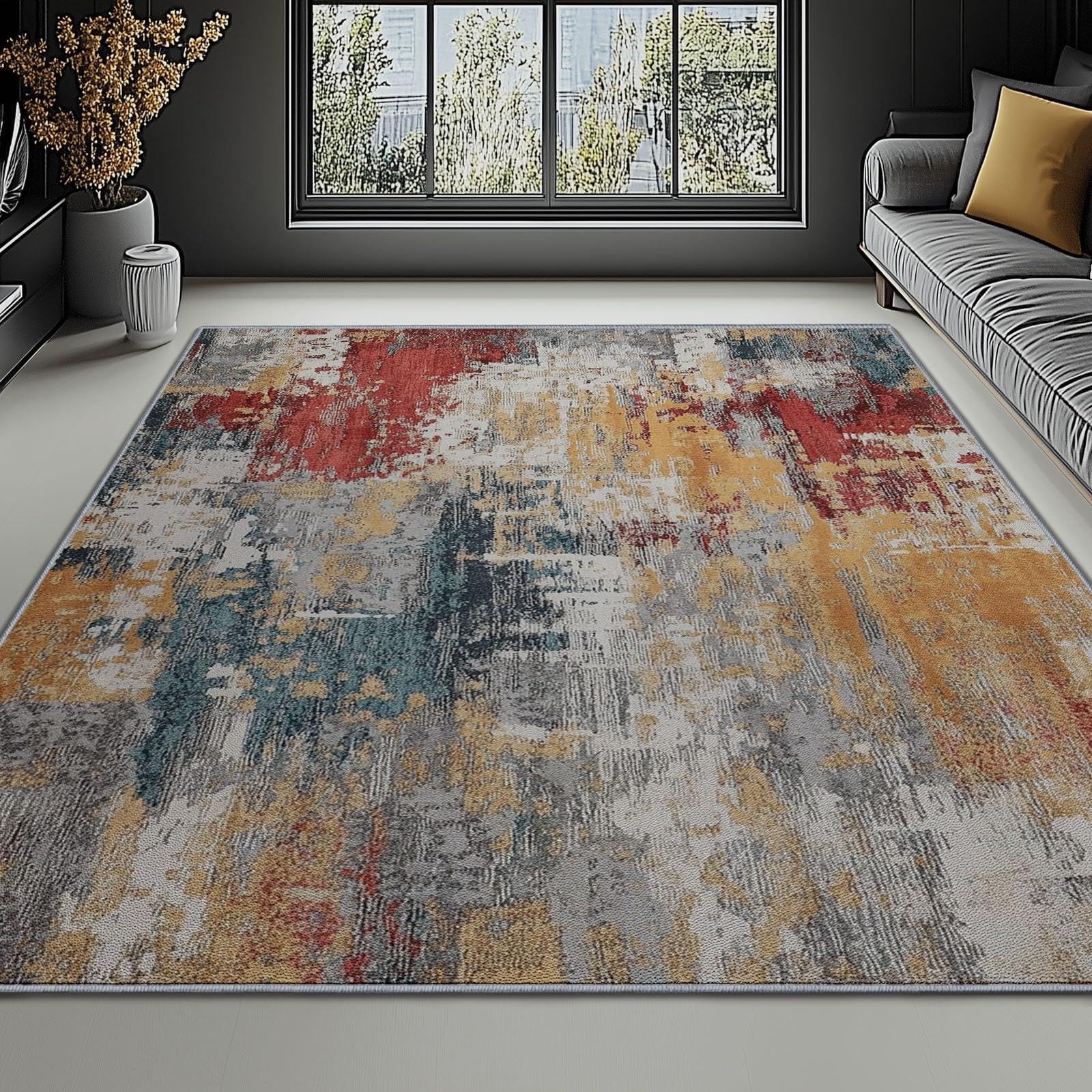 Tapis de salon lavable et anti-glisse résistant pour animaux et enfants