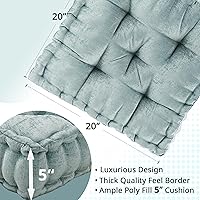 Vista 6 de Azza - Puf cuadrado con diseño inteligente, de felpilla con tufting y bordes festoneados, hipoalergénico, cojín para banco o silla también