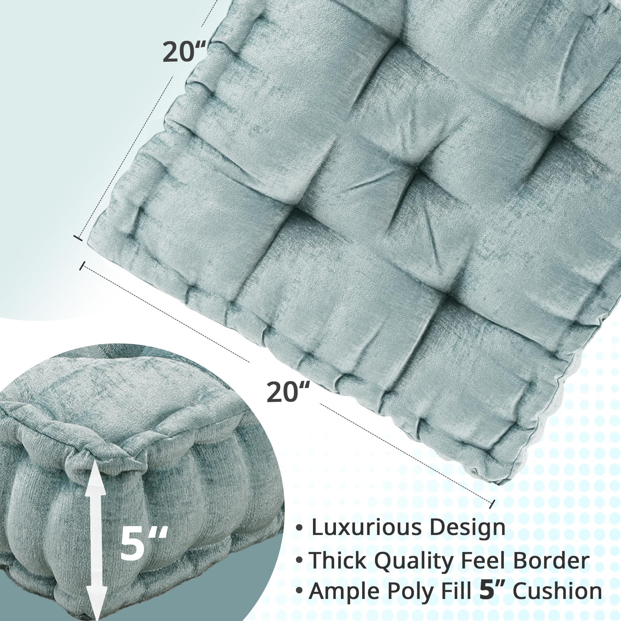 Intelligent Design Azza - Almohada de Suelo, Cojines Grandes para Adultos, Almohada de Suelo para meditación o Yoga, felpilla Brillante capitonada con Bordes festoneados para cojín de Banco/Silla, 20