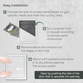 Vent Systems 8 x 10 Inch / 200 x 250 mm Access Panel - Easy Access Doors - ABS Plastic - Access Panel for Drywall, Wall and Ceiling Electrical and Plumbing Service Door Cover