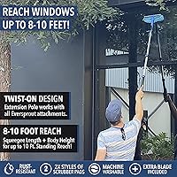 Vista 5 de EVERSPROUT Limpiavidrios Giratorio de 1.5 a 3 Pies y Fregador de Ventanas de Microfibra (Alcance de Pie de 8-10 Pies) Combo de Limpieza