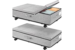 Upgraded Under Bed Storage Bins with Wheels, 2-Pack Underbed Storage Container with Lids, Grey