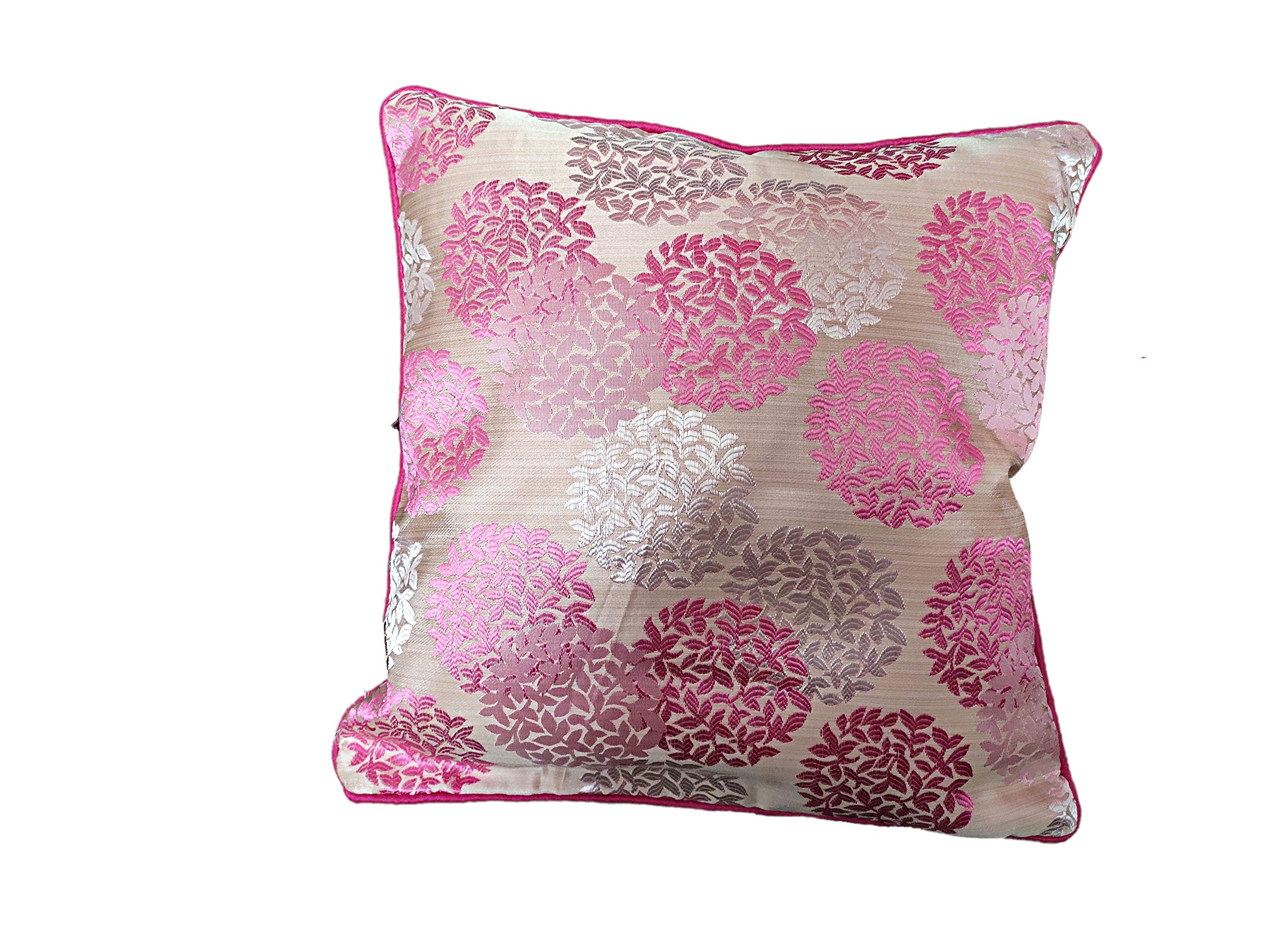 MONKDECORTechno Design Silk Cushion Cover- Set of 2 Pieces (12x12 Inches)- Pink