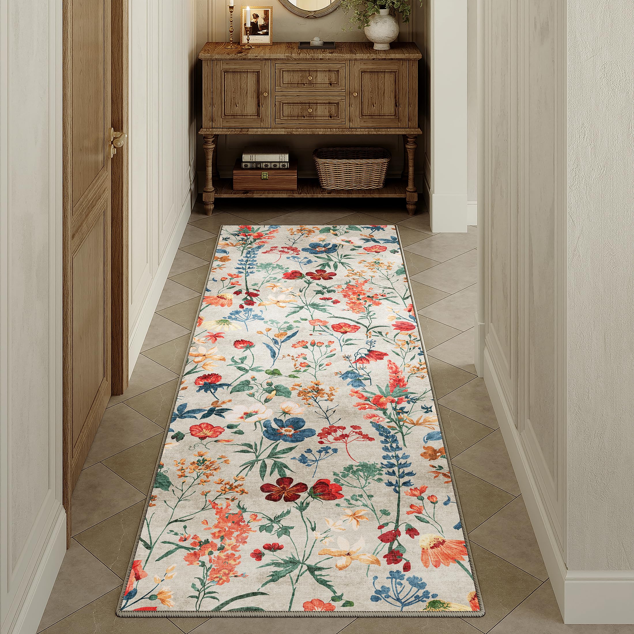 HUGEAR Vintage Teppich Wohnzimmer Wohnzimmerteppich Waschbarer rutschfest Teppiche Carpets Schlafzimmer Rug Esszimmer Büro Kinderzimmer Waschküchen Rugs Kurzflor Carpet