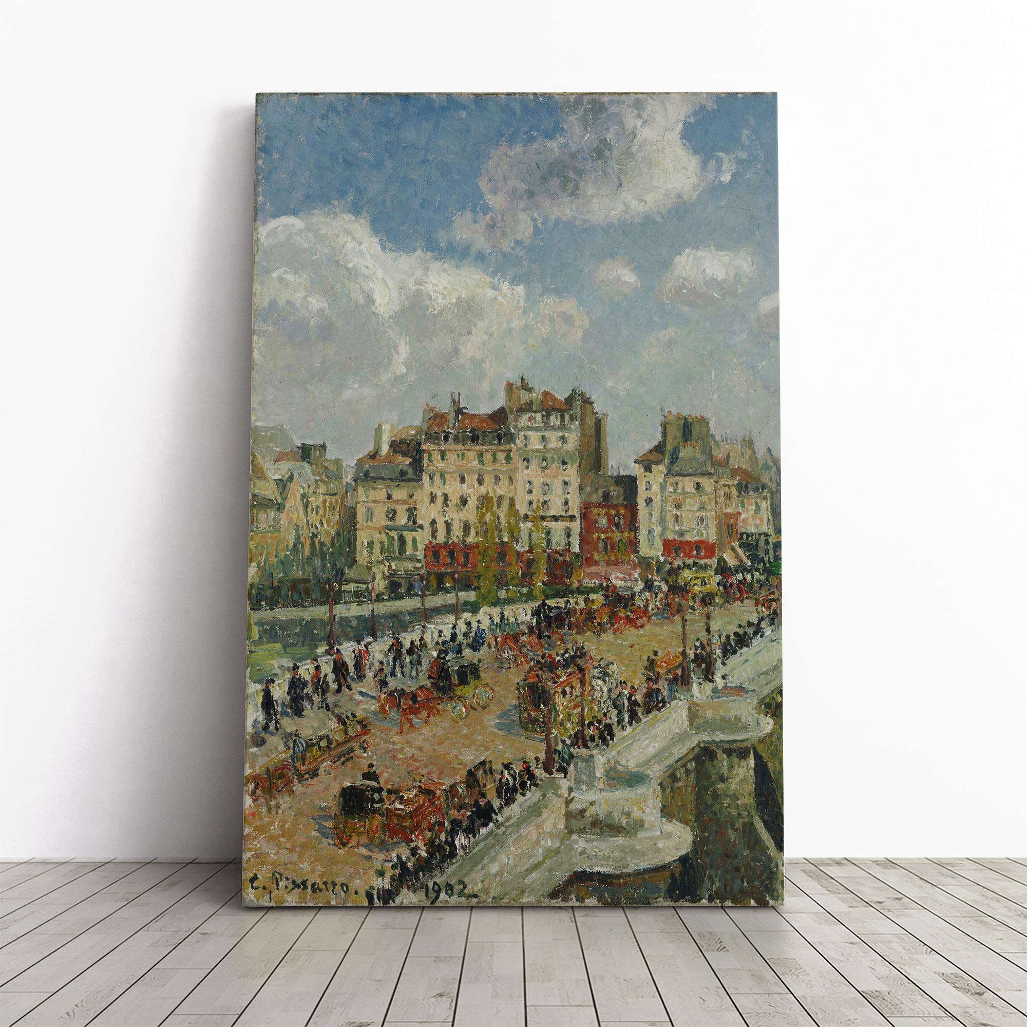 Camille Pissaro The Pont Neuf Canvas Print | Gallery Wrapped 30mm Frame Wall Art | 20x14 inches | Ready to Hang | Modern Picture | Living Room Bedroom Lounge Office