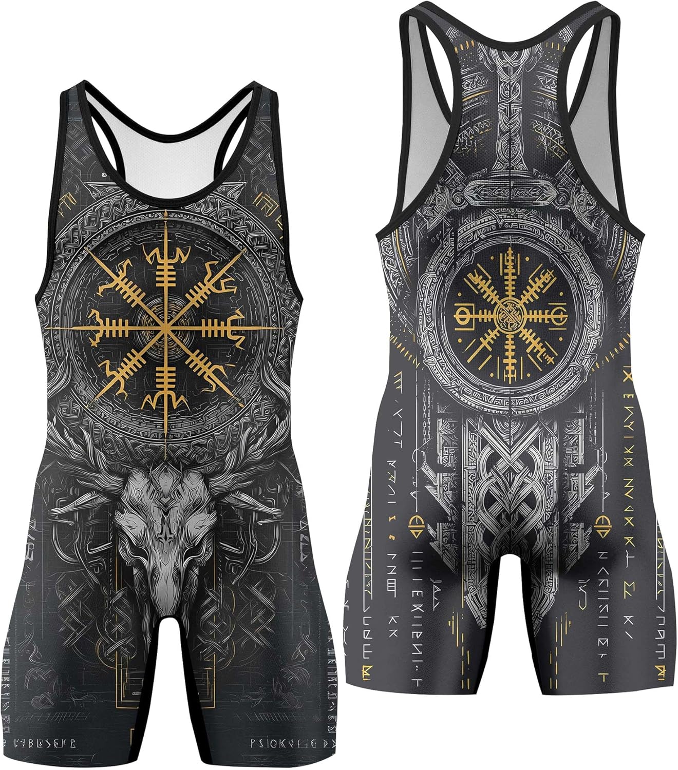 Viking Warriors Men's Wrestling Singlet, Powerlifting Singlet, Cool & Breathable Wrestling Outfit