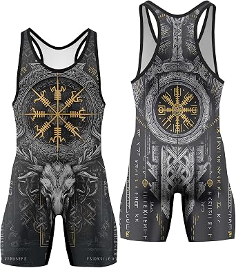 Viking Warriors Mens Wrestling Singlet, Powerlifting Singlet, Cool & Breathable Wrestling Outfit