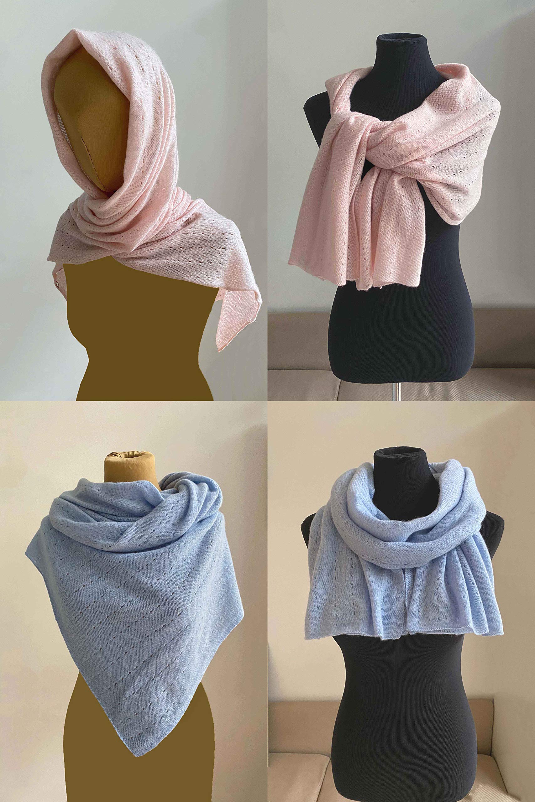 Multiwear Poncho aus reinem Kaschmir, Hot Pink, Fuchsia, für Damen, Reise, leicht, Spitze, Schal, multifunktional, Hot Pink Fuchsia, Einheitsgröße