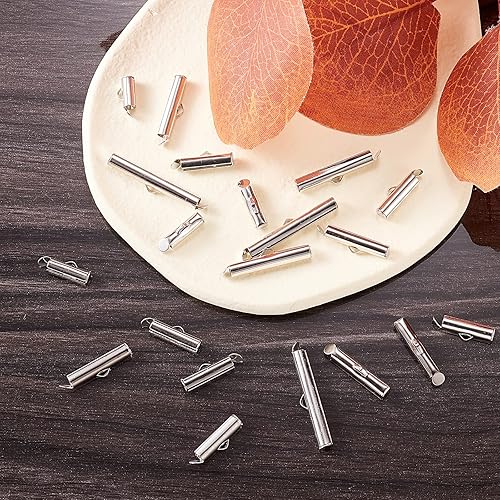 Miniatura 4 de KitBeads 120 piezas de 6 estilos deslizantes de metal en cierres de extremo, tapas de extremo deslizantes de tubo para fabricación de joyas a granel