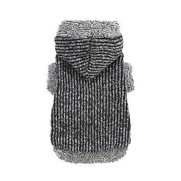 Fitwarm Knitted Sweatshirts for Dog Coats Sweater Pet Hooded Jackets, Grey, Medium