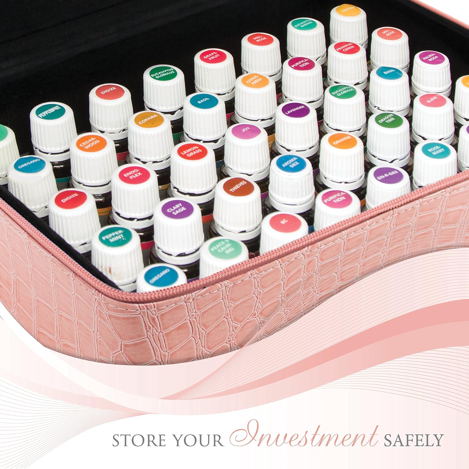 Essential Oils Carrying Case Holds 40, 15ml Bottles - Beautiful Large Custom Hard Shell Exterior with High Density Foam Interior (Coral Pink)