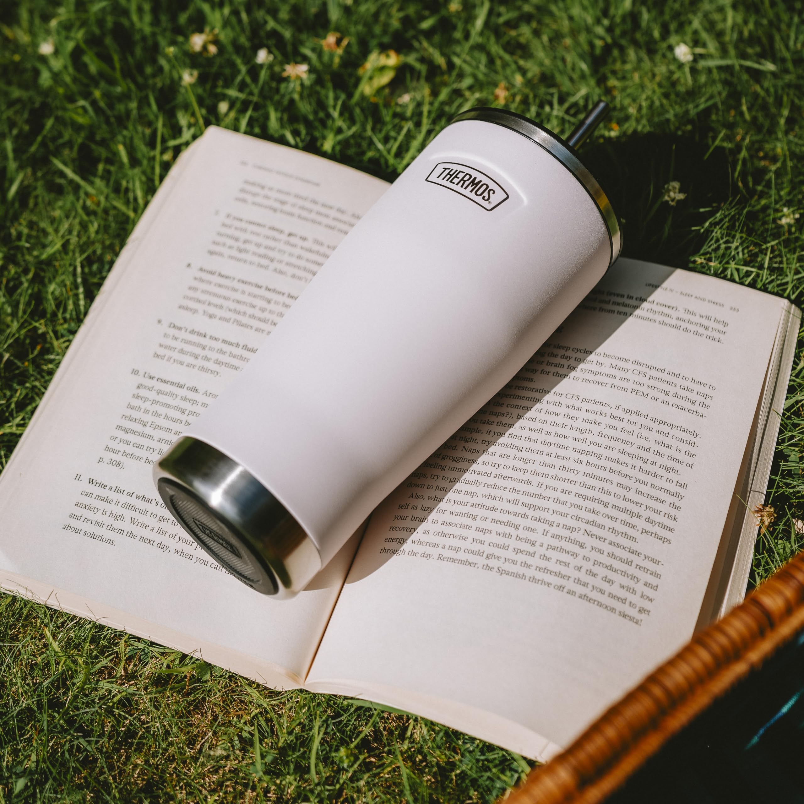 Thermos Trinkflasche aus Edelstahl, Motiv: Harebell Blue Icon (710 ml), BPA-freie Metall-Wasserflasche mit Strohhalm, wiederverwendbare Sportflasche, 22 Stunden Kaltgetränke, spülmaschinenfest | Thermoisolierte Wasserflasche für Erwachsene, Edelstahl, mit