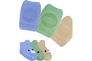 Baby Knee Pads Anti-Slip for Crawling, Baby Socks for Walking (6 Pairs,...