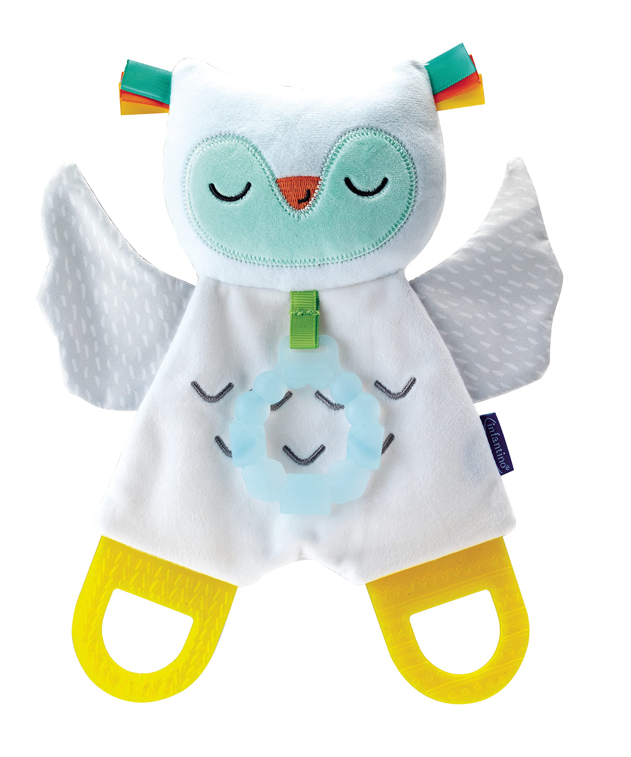 Infantino Coffret Doudou Lumineux et Veilleuse Murale Nomade Rechargeable Chouette, s'Alllume Automatiquement dans le Noir, 60 Heures d'Autonomie