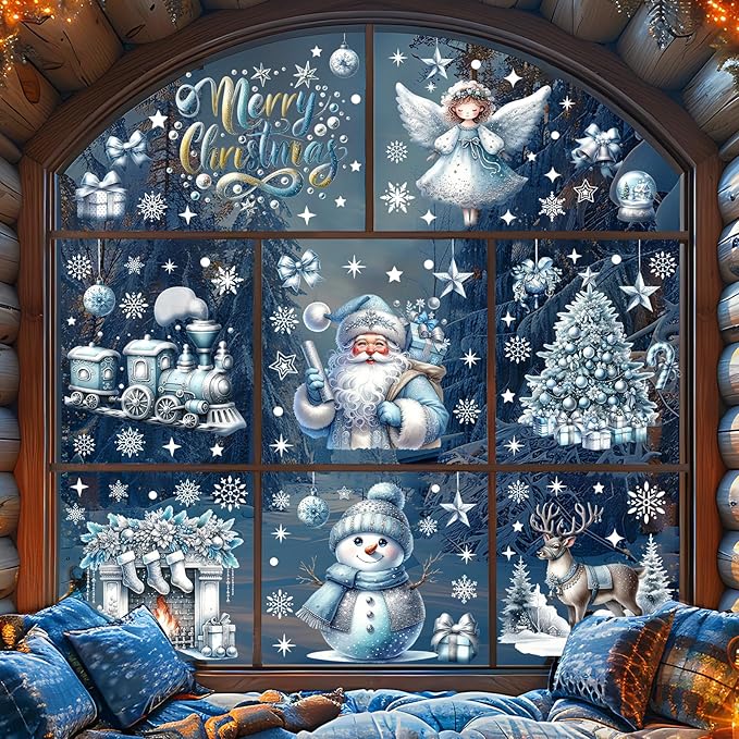 VntMQP 80 Weihnachts Schneeflocken Aufkleber - Fluoreszierend & Glow-in-the-dark