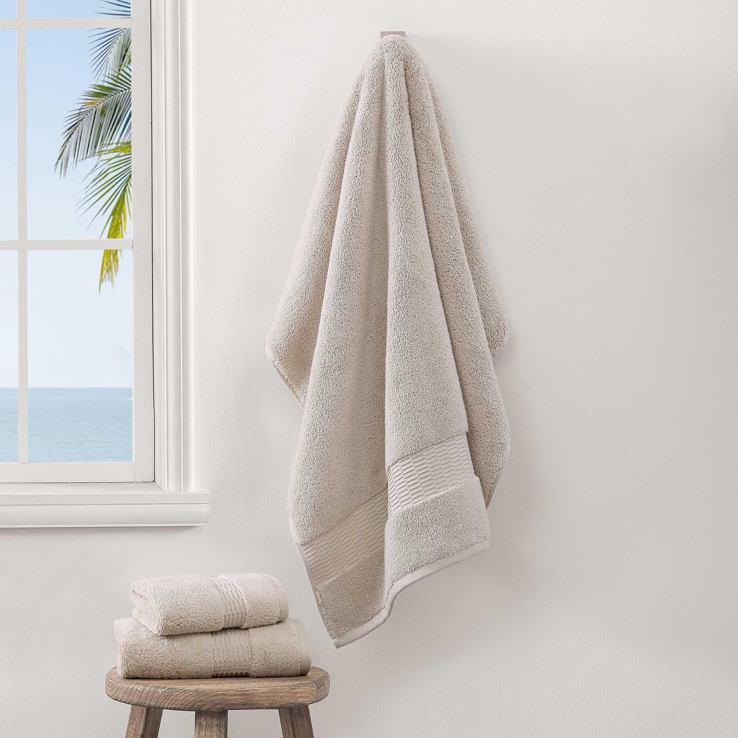 Tommy Bahama - Juego de toallas de baño, algodón suave y altamente absorbente, baja pelusa y resistente a la decoloración, esenciales de baño (ramas largas, beige, 3 piezas)