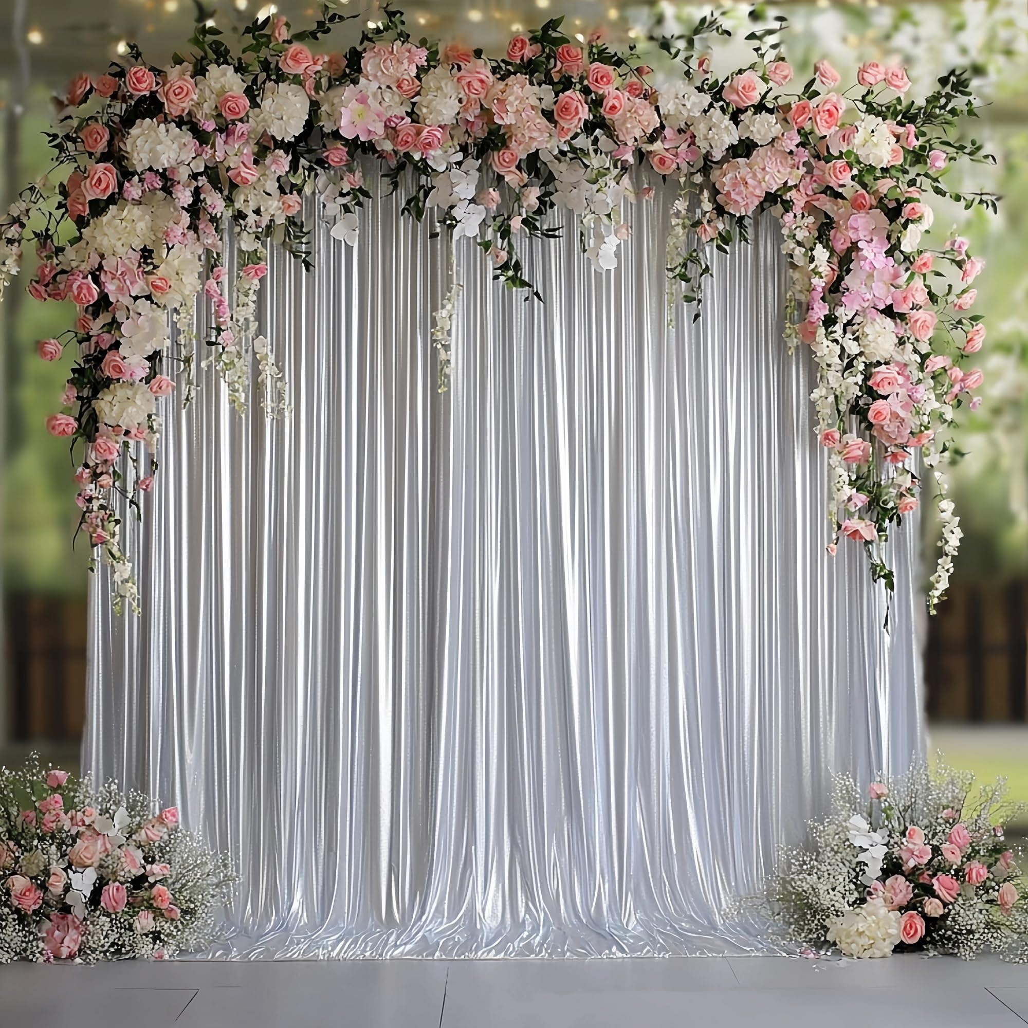 Outpain 10x10ft Silver Sequin Backdrop Curtains -Heavy Duty Gold Photography Backdrops with Non-Shedding Glitter, Wrinkle-Free Stage Drapes for