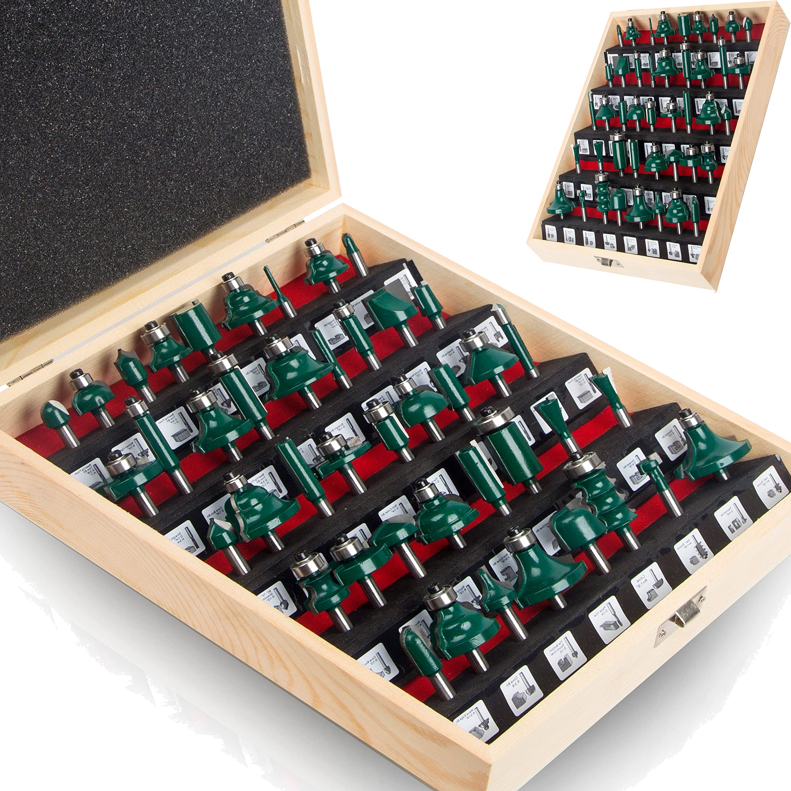PEALIFE Router Bit Set 1/4 Inch Shank, Door Cabinet Drawer Router Bits ...