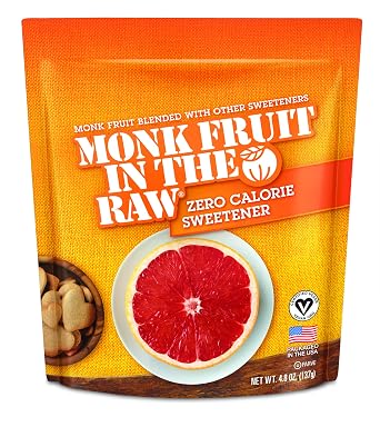 Monk Fruit In The Raw, Monk Fruit Sweetener, No Added Flavors or erythritol, Sugar-Free, Gluten Free, Zero Calorie, Vegan, Sugar Substitute, 4.8 Oz. Baking Bag Pack of 1