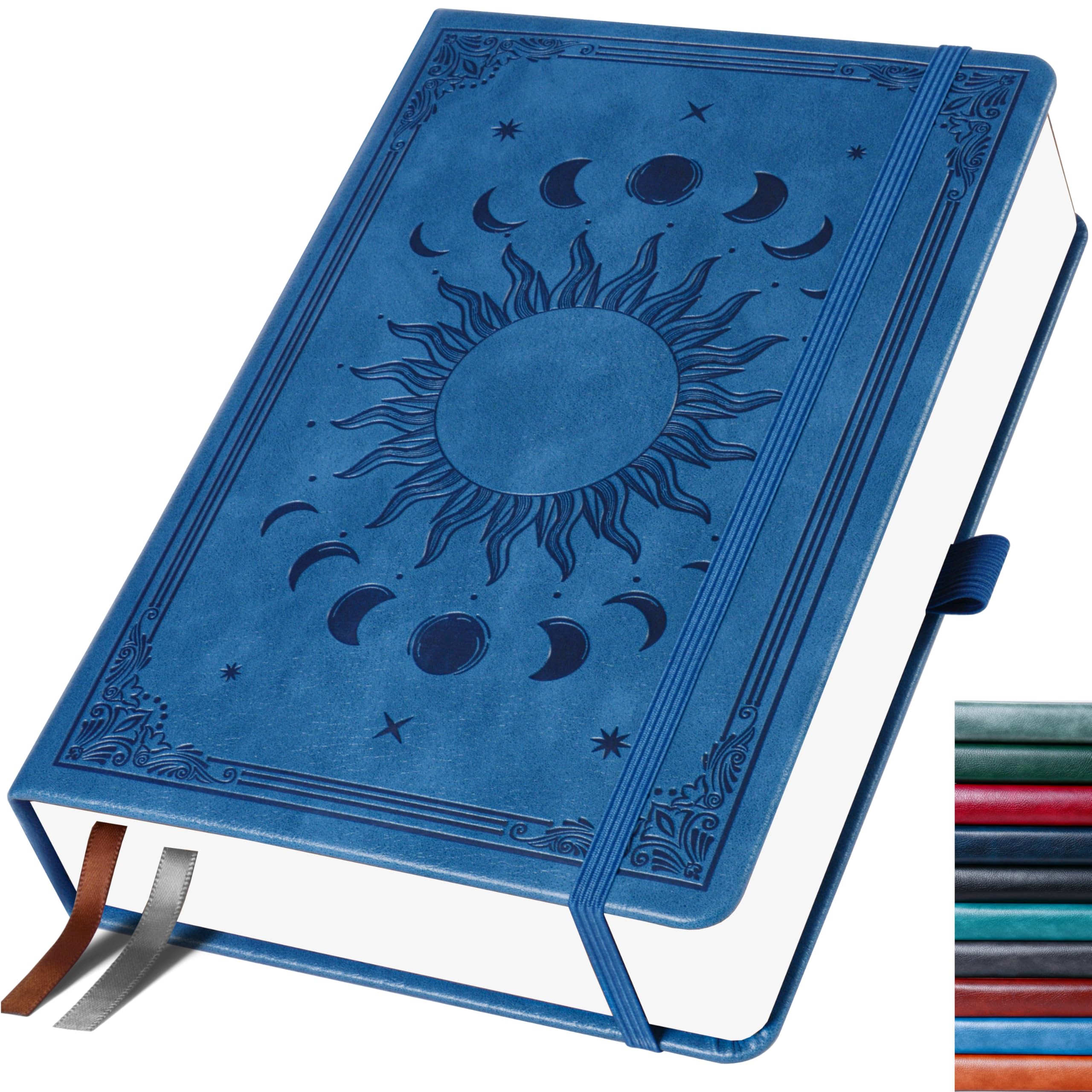 HwxBen Bullet Dotted Journal, Gepunktetes Notizbuch, 256 Seiten, 135gsm Tintenfestes Papier, PU Leder Hard Cover, Elastisches Band, Innentasche, Für Arbeit, Büro und Schul