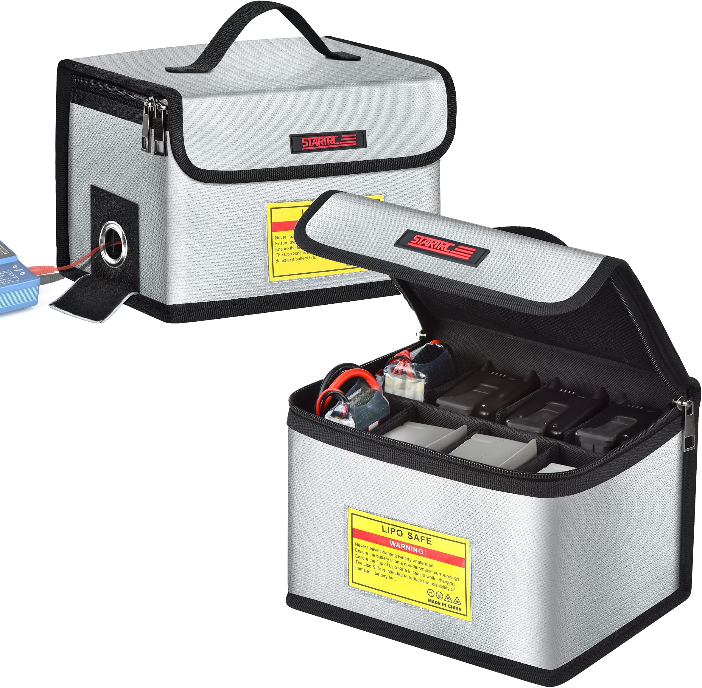 STARTRC Lipo Battery Bag Fireproof Explosionproof Bag Large Capacity Storage Guard Lipo Safe Pouch for Storage & Charging (21.5 x 15 x 14cm)