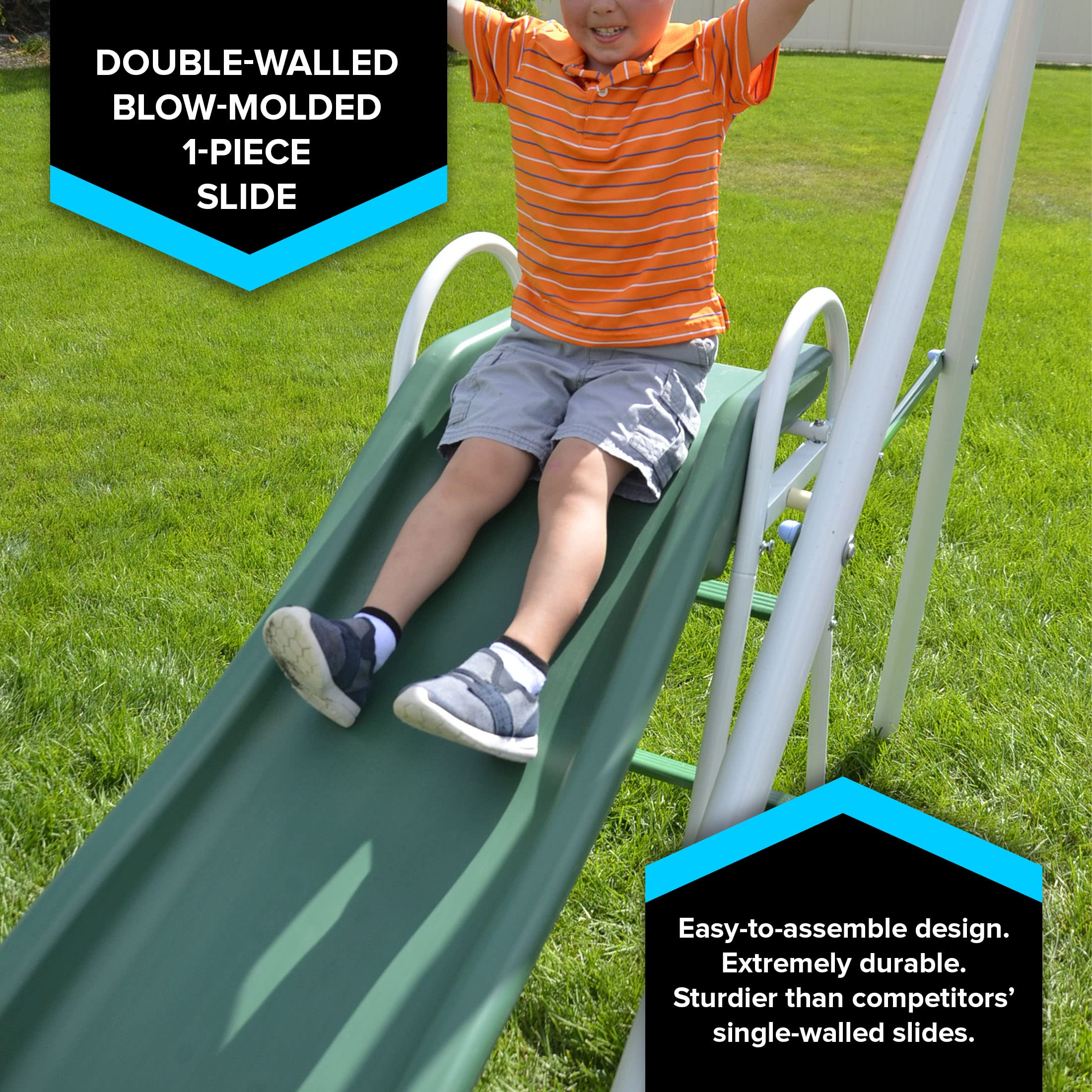 Sportspower Live Oak Metal Swing And Slide Set