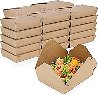 Vista 10 de Fit Meal Prep Paquete de 50 recipientes desechables de 48 onzas para llevar para microondas, cajas de papel kraft para llevar, contenedores
