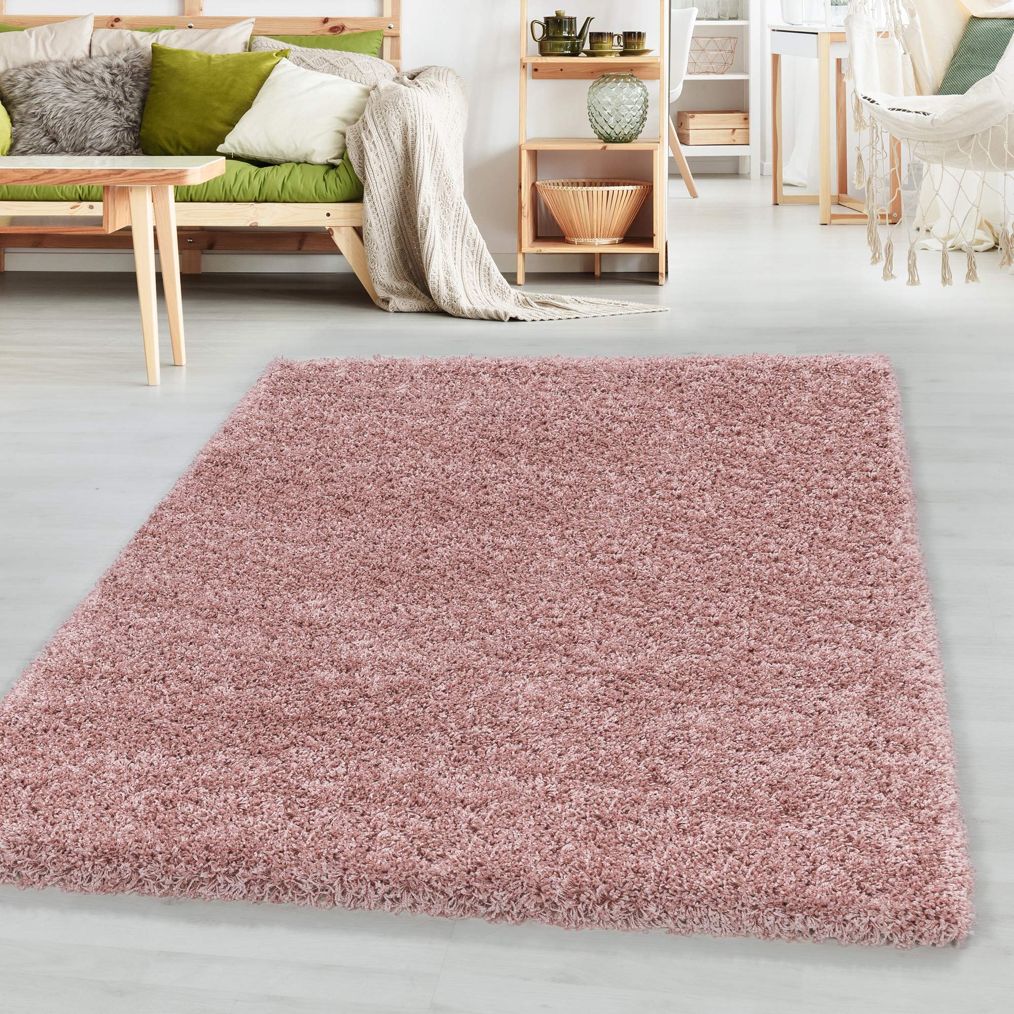SIMPEX Shaggy Hochflor Teppich Weich, flauschig, modern, einfarbig, Perfekt für Wohnzimmer, für Wohnzimmer Schlafzimmer Flur